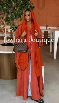 Ahlam Linen Abaya Orange thumb 1