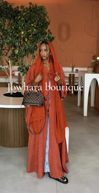 Ahlam Linen Abaya Orange thumb 2