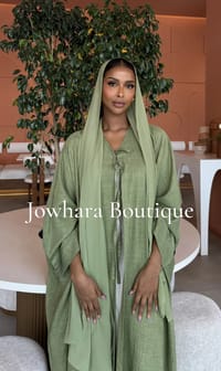 Ahlam Linen Abaya Green thumb 2