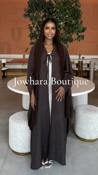 Ahlam linen Abaya Brown thumb 1