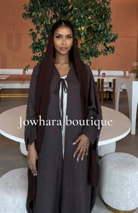 Ahlam linen Abaya Brown thumb 2