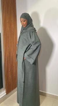 Linen Olive Closed Abaya thumb 2