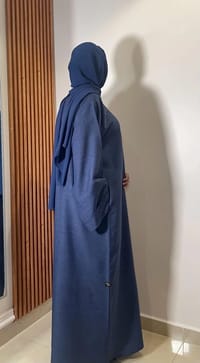 Linen navy blue closed abaya thumb 2