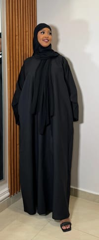 Linen Black Closed Abaya thumb 1