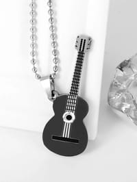 Men's Stainless Steel Guitar Pendant Necklace thumb 1