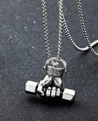 Men Dumbbell Charm Necklace thumb 1