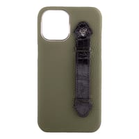 Olive Green Togo/ Black Croc Side Finger case for 12 Pro Max thumb 4