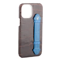 Brown Croc Blue Side Finger case for 12 Pro max thumb 3
