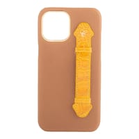 Brown Togo/ Yellow Croc Side Finger case for 12 Pro thumb 1