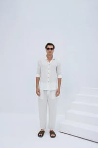 Linen Set  (shirt, trouser, short) - White thumb 1