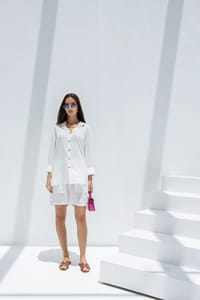 Linen Set  (shirt, trouser, short) - White thumb 4