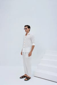 Linen Set  (shirt, trouser, short) - White thumb 5