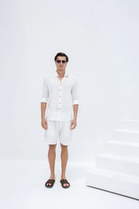 Linen Set  (shirt, trouser, short) - White thumb 7