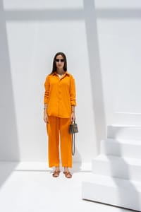 Linen Set  (shirt, trouser, short) - Orange thumb 1