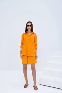 Linen Set  (shirt, trouser, short) - Orange thumb 3