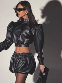 Leather short Jacket (black) thumb 2