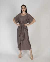 Brown - Under Abaya Wrap Skirt Set thumb 1