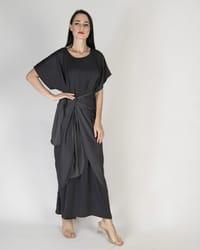 Dark Grey - Under Abaya Wrap Skirt Set thumb 1