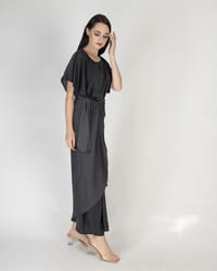 Dark Grey - Under Abaya Wrap Skirt Set thumb 2