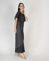 Dark Grey - Under Abaya Wrap Skirt Set thumb 3