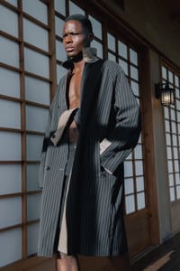 Midnight Blue Reversible Pinstripe Coat Set thumb 7