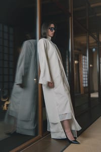 Ivory Draped High-Neck Dress thumb 7