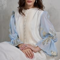 Lenin dress with Blue silk chiffon thumb 5
