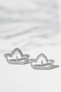 Lotus Earrings in Diamond thumb 1
