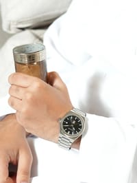 Hazza Steel+Leather Watch/ساعه هزاع ستيل +جلد thumb 8