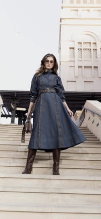 Kalea Dress - Denim & Leather thumb 4