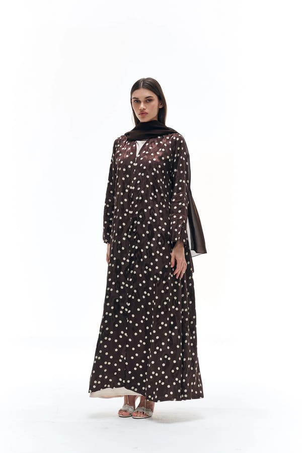 Polka dots brown with white