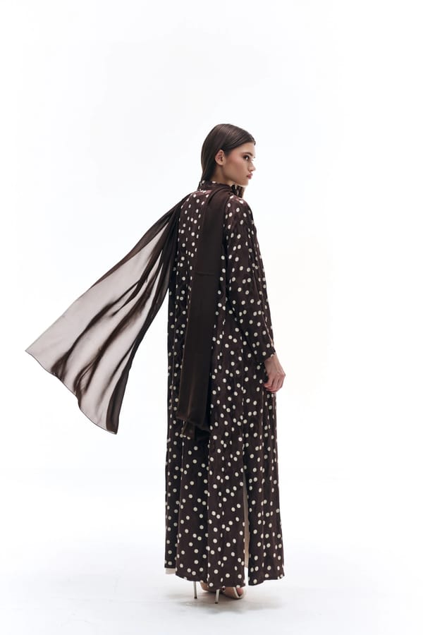 Polka dots brown with white