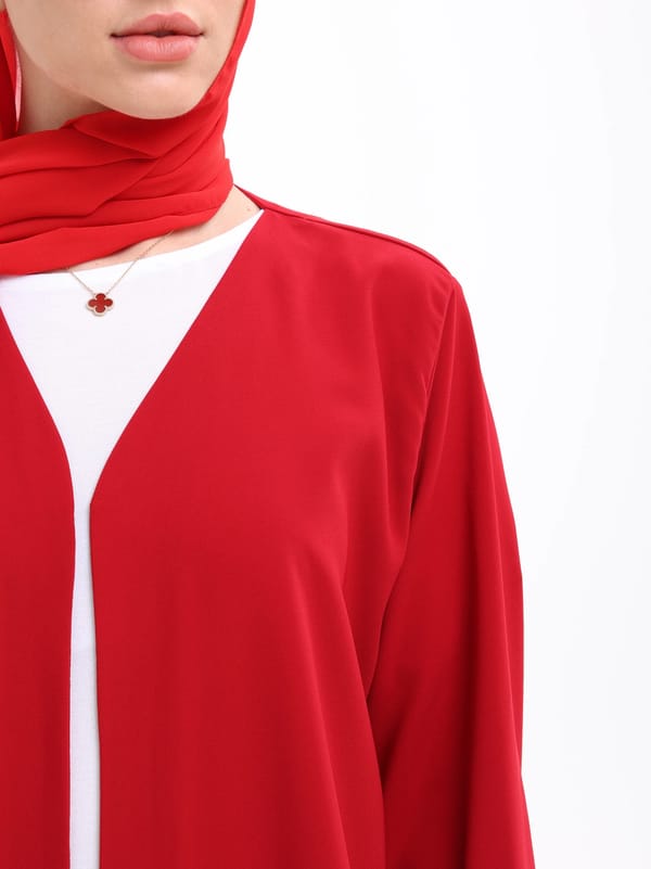 Red abaya with flowers
