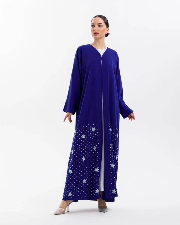 Blue abaya with flowers