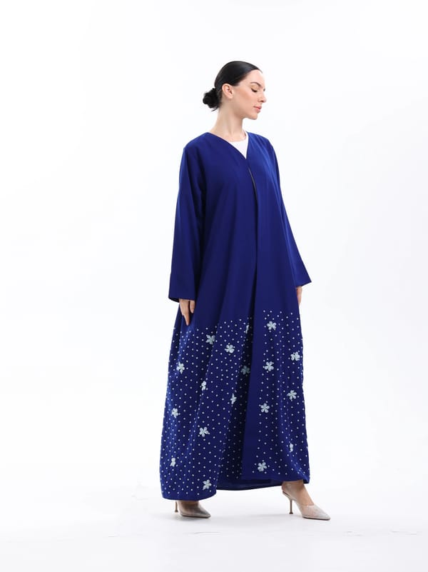 Blue abaya with flowers