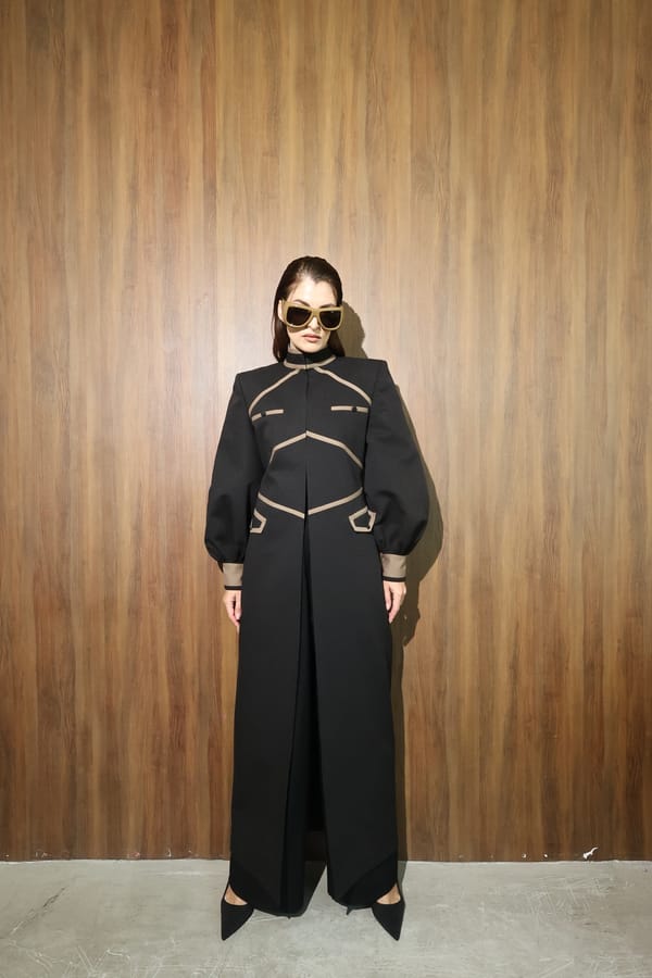 Black Cutwork Bodice Long Coat