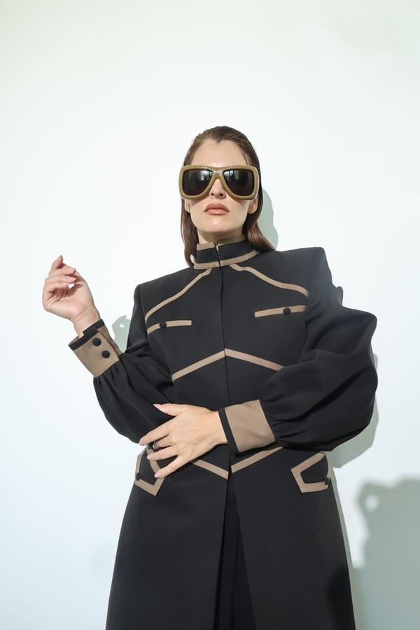 Black Cutwork Bodice Long Coat
