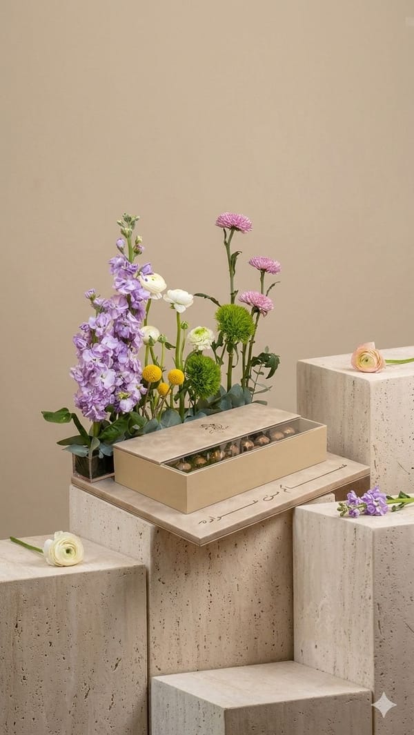 Eid Floral Rect Tray with chocolates