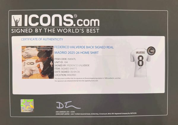 Federico Valverde Signed 2025/26 Real Madrid Jersey (ICONS)