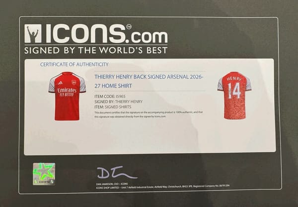 Thierry Henry Signed 2026/27 Arsenal Jersey (ICONS)