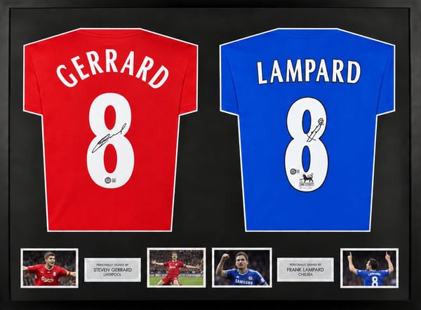 Steven Gerrard & Frank Lampard Signed Liverpool & Chelsea Jerseys (Dual Framed)