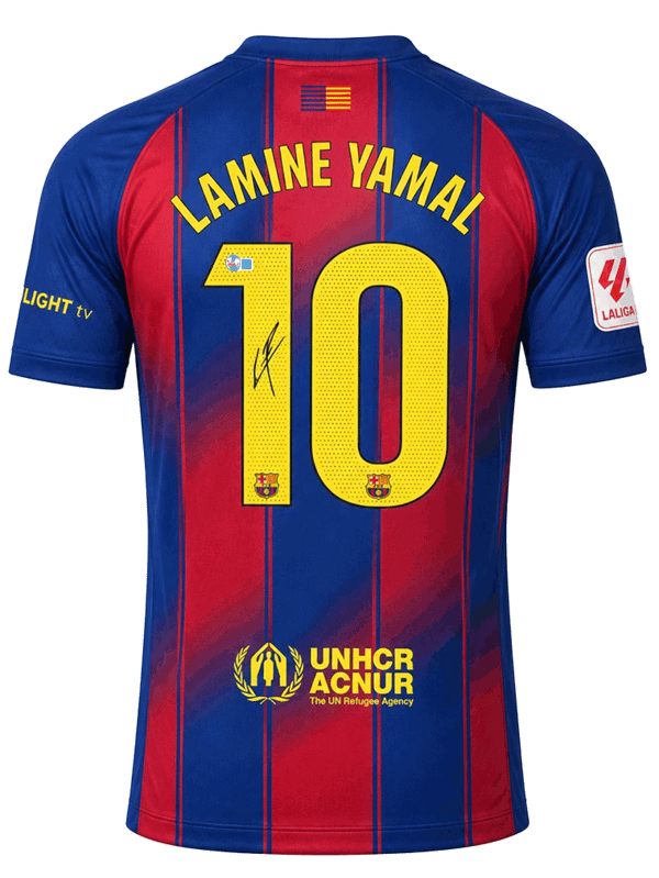 Lionel Messi & Lamine Yamal Signed Barcelona Jerseys (Dual Framed)