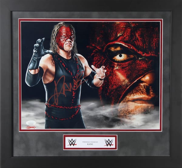 Kane Signed WWE FRAMED Poster (JSA)