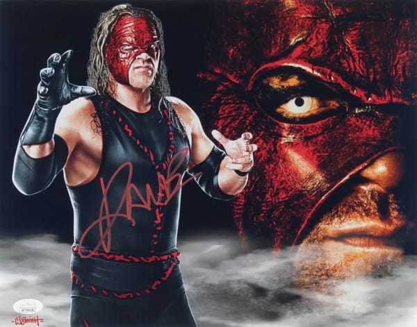 Kane Signed WWE FRAMED Poster (JSA)