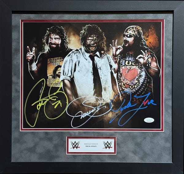 Mick Foley Signed WWE FRAMED Poster (JSA)