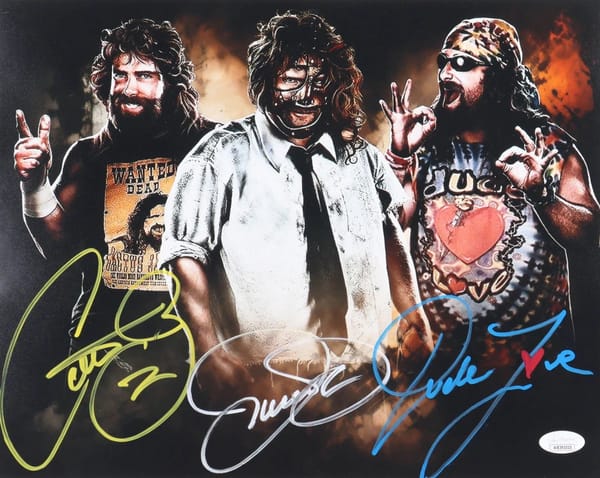 Mick Foley Signed WWE FRAMED Poster (JSA)