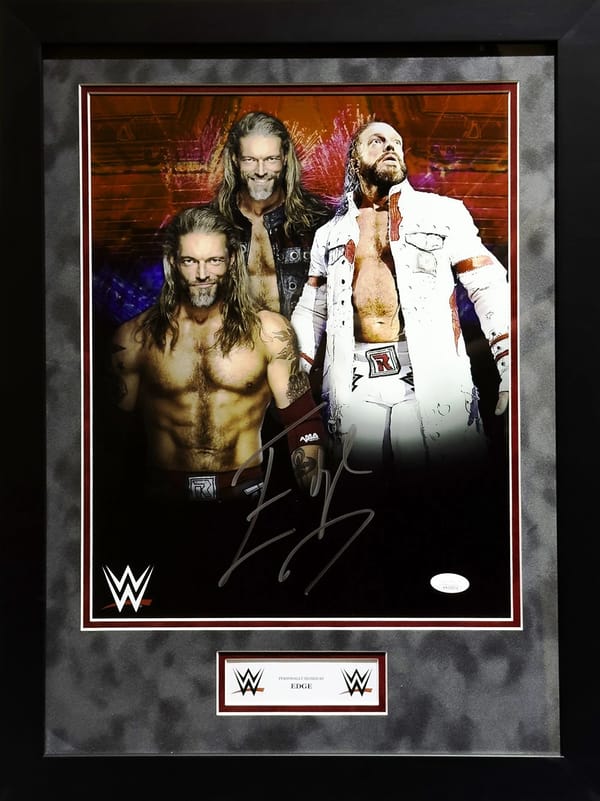 Edge Signed WWE framed Poster (JSA)