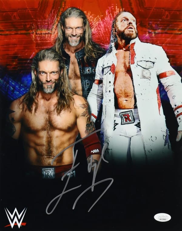 Edge Signed WWE framed Poster (JSA)