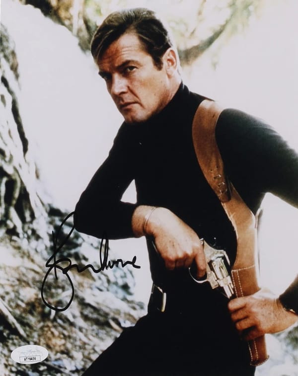 Roger Moore Signed "007" framed Poster (JSA)