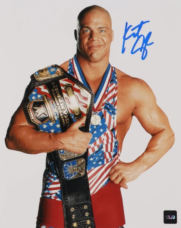 KURT ANGLE SIGNED WWE FRAMED POSTER (COJO)